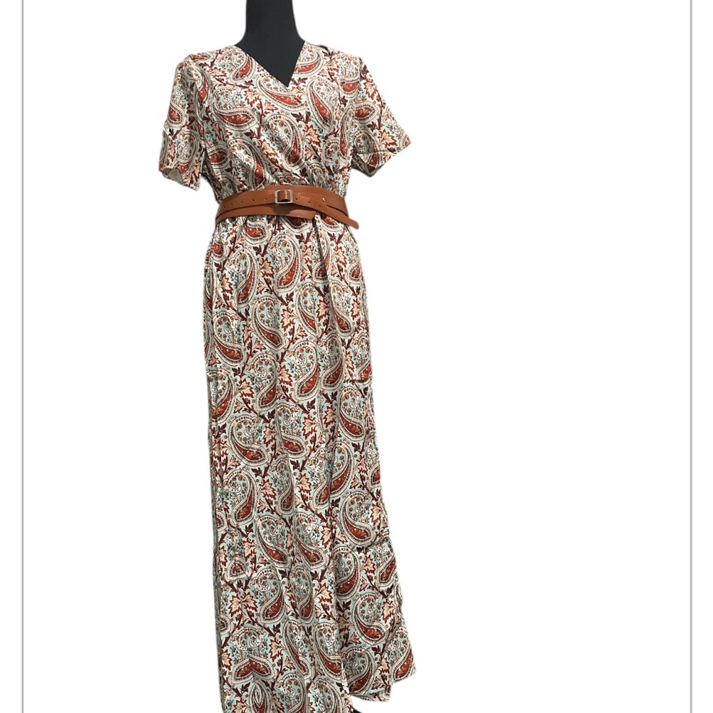 New Handmade Medium Bohemian Maxi Dress with Belt - Picture 3 of 3
